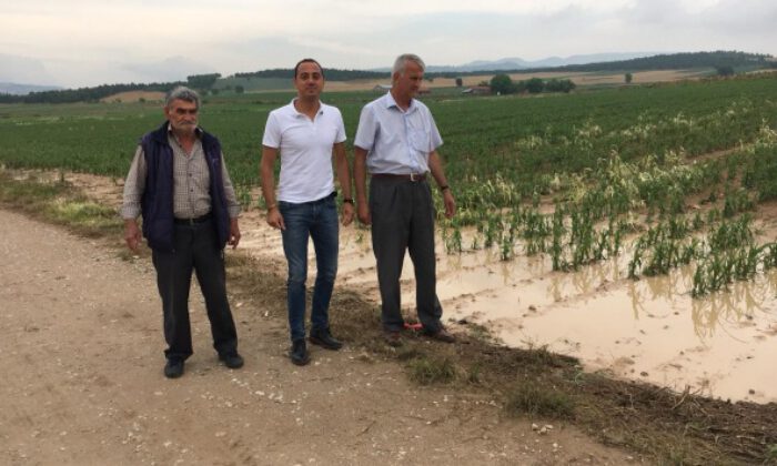 Yenişehir’de etkili olan yağış ekili alanlara zarar verdi